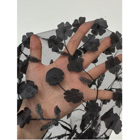 Floral Appliques Print Halter Neck Dress Black - Picture 6 of 10